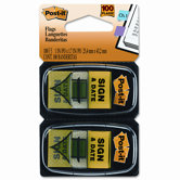 Message Flags, "Sign & Date", Green, Two 50-Flag Dispensers per Pack