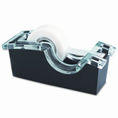 DS520 Tape Dispenser, 1" core, Acrylic Top/Weighted Base, Clear/Black