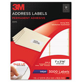 Permanent Adhesive White Inkjet Mailing Labels, 750/Pack