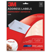 Address Labels,Inkjet Film,1"x2-5/8",300/PK,Clear