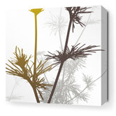Morning Glory Prairie Stretched Wall Art in Olive and Charcoal