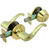 Front Door Knob Entry Leverset Lockset and Single Cylinder Deadbolt Combination Set