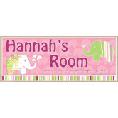 Personalized Canvas Elephant Girl Name Sign