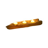 Flat Wood 3-Tealight Candleholder