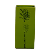 14" Green Ceramic Vase with Fall Season Tree Finish