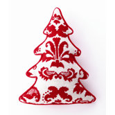 Red Toile Tree Shaped Pillow