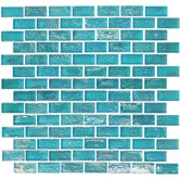 Geo Glass Brick 12" x 12"  Glass Mosaic in Blue
