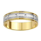 14k Two-tone Gold Ladies Milgrain and Screw Design Easy Fit Wedding Band