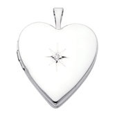 14k Solid White Gold with Diamond Fully Open Close Function Heart Locket Pendant