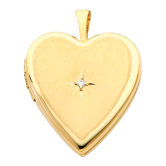 14k Solid Yellow Gold with Diamond Fully Open Close Function Heart Locket Pendant