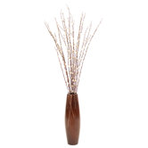 Dried Greenery Pussy Willows in Wood Vase