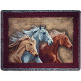 Three Horses Tapestry Throw