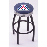 NCAA Single Ring Swivel Barstool with Black Base And Solid Weld Chrome Base