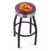 NCAA Single Ring Swivel Barstool with Black Base And Solid Weld Chrome Base