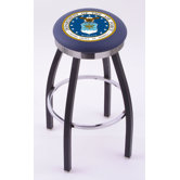 US Military Single Ring Swivel Barstool with Chrome Solid Base