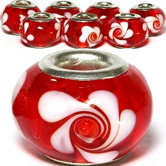 Flowers Swirl Glass Bead (Pack of 3)