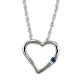10K White Gold Blue Diamond Heart Necklace