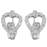 Silvertone Round Cubic Zirconia Heart Hoop Earring