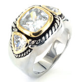 Silvertone Cubic Zirconia Three Stone Ring