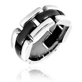 Men's Stainless Steel and Ceramic Linked Comfort Fit Ring