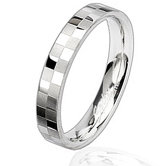 Two-tone Stainless Steel Checkered Band Ring