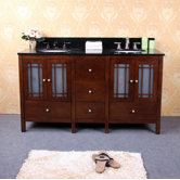 60" Double Bathroom Vanity Set in Dark Walnut