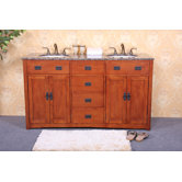 60" Double Bathroom Vanity Set in Dark Oak