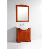 31.5" Single Bathroom Vanity Set with Mirror in Medium Maple