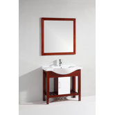 35.5" Single Bathroom Vanity Set with Mirror in Brown