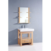 28.5" Single Bathroom Vanity Set with Mirror in Bamboo