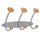 Triple Metal / Wooden Wall Coat Hook