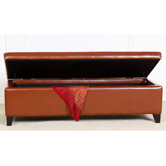 Cambridge Leather Storage Ottoman in Saddle