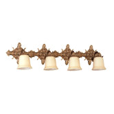 Baroque Four Light Bath Vanity in Olde Brass