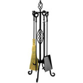 4 Piece Wrought Iron Fireplace Tool Set