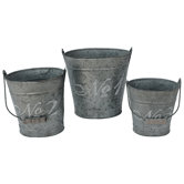 French Script Oval Bucket (Set of 3)