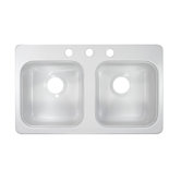Deluxe Designer 29" x 17" Double Bowl Self-Rimming Kitchen Sink