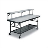 Mobile Bar/Buffet Unit with Riser Shelf, Laminate Top