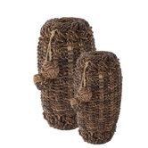 Dark Abaca Tasseled Basket