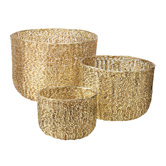 Brass Twisted Wire Tub Box and Bin (Set of 2)