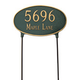 Two Sided Large Oval Lawn Address Plaque