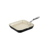 Tramontina Gourmet Ceramica 01 Deluxe Porcelain Enamel Metallic Black Covered 11 in Square Grill Pan