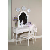 Reflections Vanity and Mirror Set in Distressed Antique White