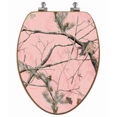 RealTree Camouflage Elongated Pink Camouflage on Oak Toilet Seat with Regular CP Hinges