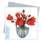 Flat Flowers Greetings in Tulip Blue Vase