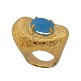 14k Goldplated Oval Cut Gemstone Statement Ring