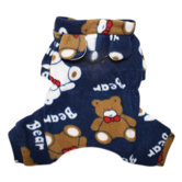 Plush Teddy Bears Fleece Dog Pajamas / Bodysuit with Hood