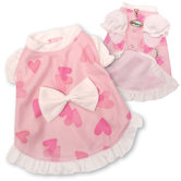 Adorable and Lightweight Dog Dress with Hearts and Puffy Sleeves