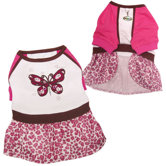 Beautiful Sparkling Butterfly Dog Dress with Leopard Print Skirt