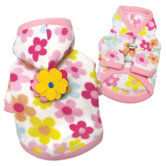 Cute Floral Fleece Dog Hoodie with Coloful Flowers
