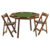 46" Oak Compact Folding Poker Table Set